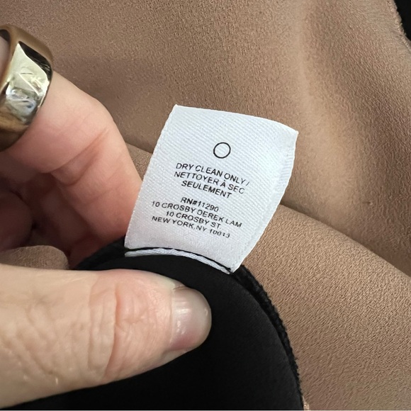 10 Crosby Derek Lamb Colorblock Sponge Crepe Tunic Top - Camel Black White - Picture 8 of 11